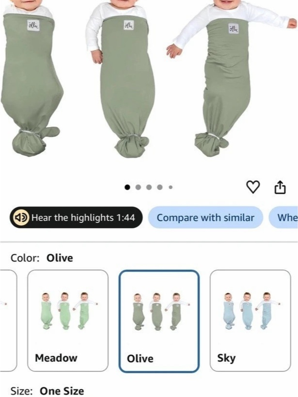 The Ollie World The Ollie Swaddle Olive Green Baby Swaddle